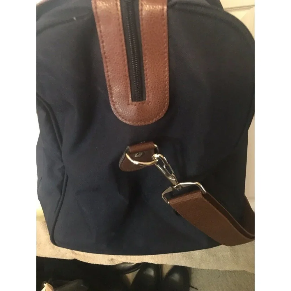 Polo‎ Ralph Lauren Duffel Bag Large Canvas Blue Brown Carry On Overnight …